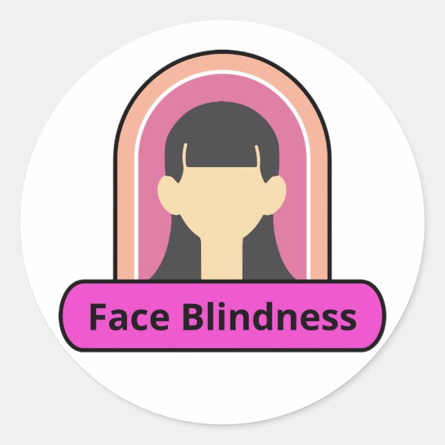 Adesivo Redondo menina cegueira facial - rosa e branca (Frente)