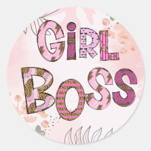 Adesivo Redondo Menina Chefe Bold Letters