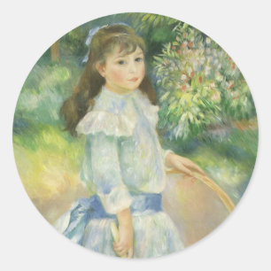 Adesivo Redondo Menina com Arco por Pierre Renoir, Arte Fino Antig