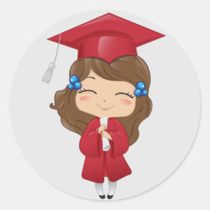 Adesivo Redondo Menina da graduação no vermelho