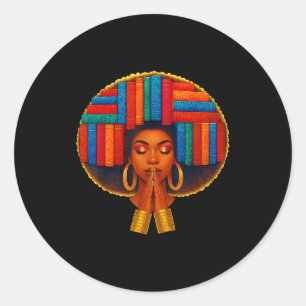 Adesivo Redondo Menina da História Negra Mulheres Amante de Livros