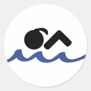 Adesivo Redondo menina da natação