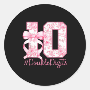 Adesivo Redondo Menina de 10 anos de idade Rosa Coquette Laço 10 A