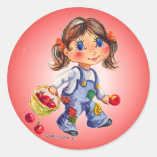 Adesivo Redondo MENINA de APPLE por SHARON SHARPE
