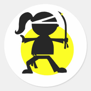 Adesivo Redondo Menina de Ninja