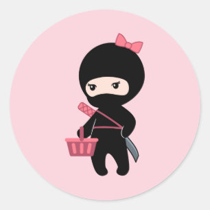 Adesivo Redondo Menina de Ninja da compra no rosa