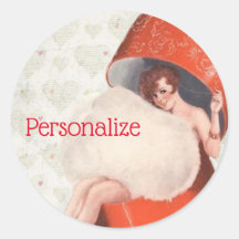 Menina de pintura em caixa de chapéu corações boni