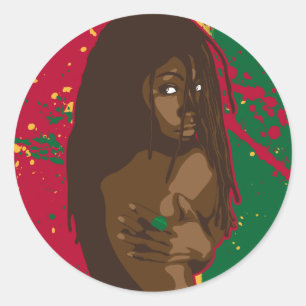 Adesivo Redondo Menina de Rasta