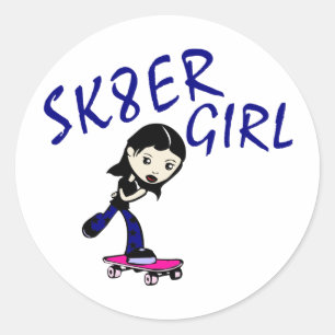 Adesivo Redondo menina de sk8er