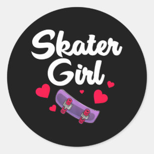 Adesivo Redondo Menina de Skater Skate de skate Mulheres