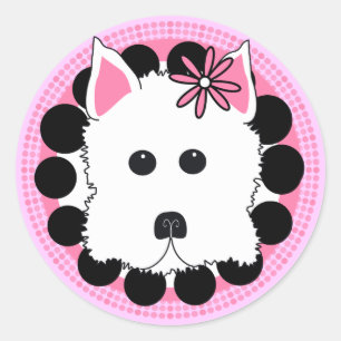 Adesivo Redondo Menina de Westie