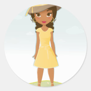 Adesivo Redondo Menina do afro-americano