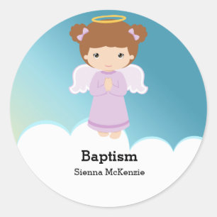 Adesivo Redondo Menina do anjo do baptismo