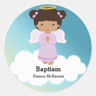 Adesivo Redondo Menina do anjo do baptismo