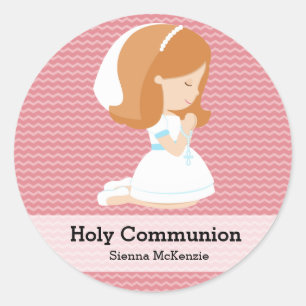 Adesivo Redondo Menina do comunhão santamente * escolha sua cor d