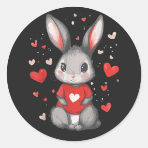 Adesivo Redondo Menina do Coração Amante de Coelho