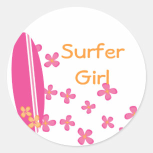 Adesivo Redondo Menina do surfista