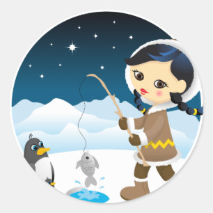 Adesivo Redondo Menina Eskimo