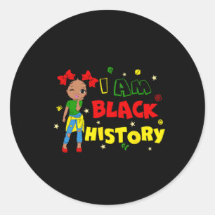 Adesivo Redondo Menina Eu Sou Mês da História Negra Criança Africa