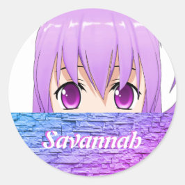 Adesivo Redondo Menina Kawaii de Anime fofa doce nome rosa