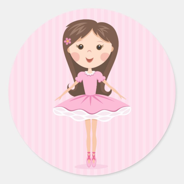 Adesivo Redondo Menina linda de bailarina (Frente)