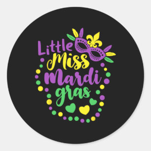 Adesivo Redondo Menina Mardi Gras Funny Mardi Gras 2024 Kids