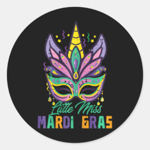 Adesivo Redondo Menina Mardi Gras Unicorn Mask Toddler Girls
