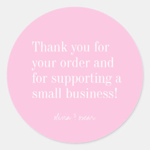 Adesivo Redondo Menina Mínima Moderna Rosa Editável Obrigado