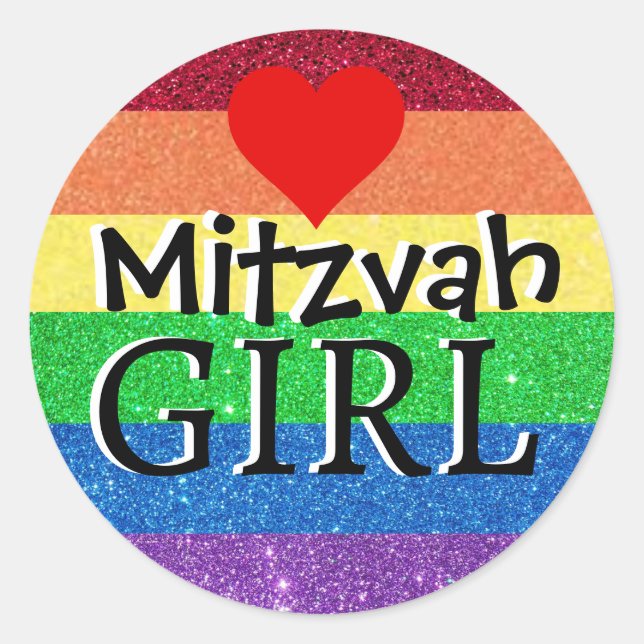 Adesivo Redondo Menina Mitzvah Arco-íris (Frente)