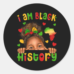 Adesivo Redondo Menina Negra Afro-Americana Afro Crianças História