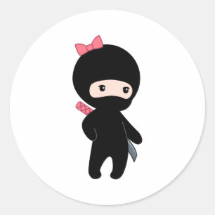 Adesivo Redondo Menina Ninja