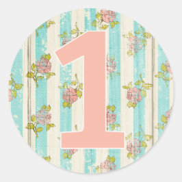 Adesivo Redondo Menina no 1º Aniversário Shabby Chic Rosas Casa Fl