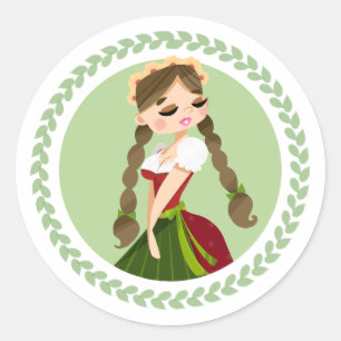 Adesivo Redondo Menina no Dirndl