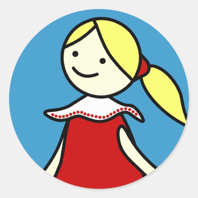 Adesivo Redondo Menina no Red Sticker (Frente)