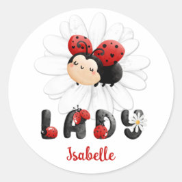 Adesivo Redondo Menina Personalizada de Ladybug