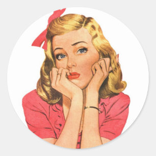 Adesivo Redondo Menina retro 'Whatever da propaganda das mulheres