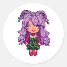 Adesivo Redondo Menina roxa