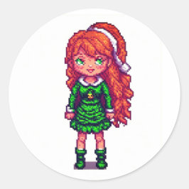 Adesivo Redondo Menina ruiva fofa