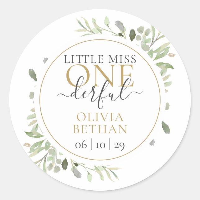 Adesivo Redondo Menina Sr. Um Garoto Maravilhoso Primeiro Aniversá (Frente)