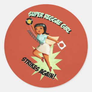 Adesivo Redondo Menina super da reggae