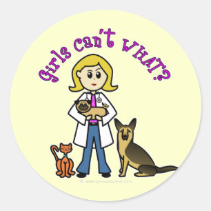 Adesivo Redondo Menina Veterinária Loira
