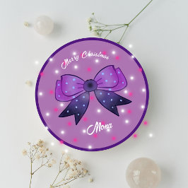 Adesivo Redondo Meninas Arco Fofo Natal Feliz nome personalizado