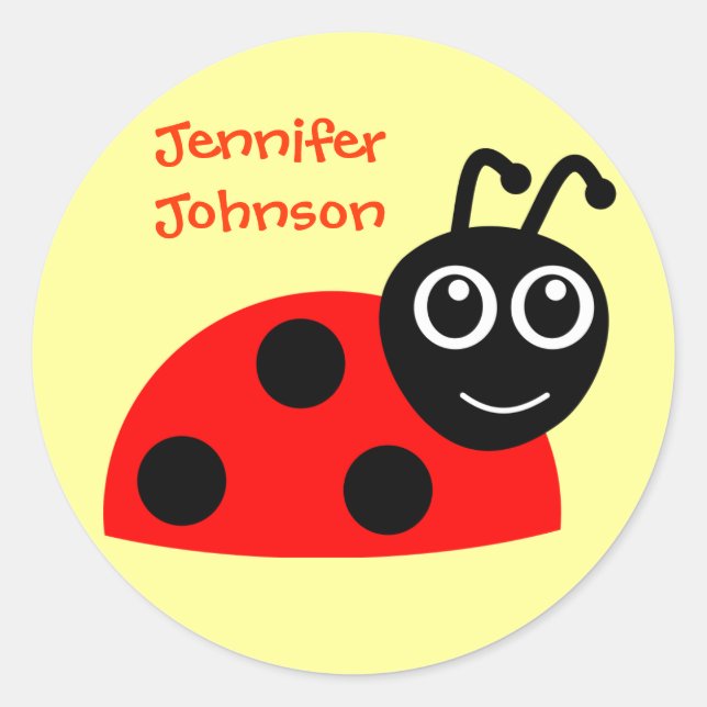Adesivo Redondo Meninas bonitas personalizadas Cartoon Ladybug Sti (Frente)