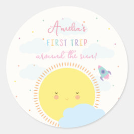 Adesivo Redondo Meninas Cortam A Primeira Viagem Em Torno Do prime