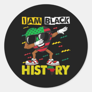 Adesivo Redondo Meninas Dabbing Heart Im Black History Month Me