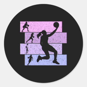 Adesivo Redondo Meninas de basquete Mulheres Crianças 1
