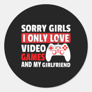 Adesivo Redondo Meninas Eu Só Amo Videos games E Minha Namorada