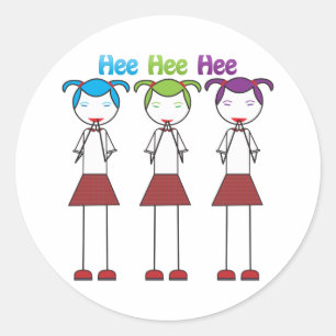 Adesivo Redondo Meninas japonesas do Anime que Giggling
