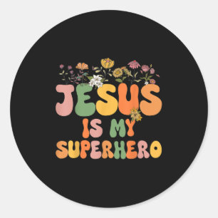 Adesivo Redondo Meninas Jesus É Minha Irmã Cristã Super Herói Deus