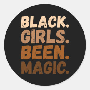 Adesivo Redondo Meninas Negras Foram Melanin Mágico Afro-Americana